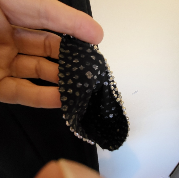 MSK black tulip sleeve mini fit and flare, pearl & stud embellished dress. Large - Picture 10 of 15